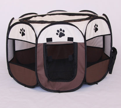 Folding Octagonal Pet Playpen - Portable Oxford Cloth Dog Tent