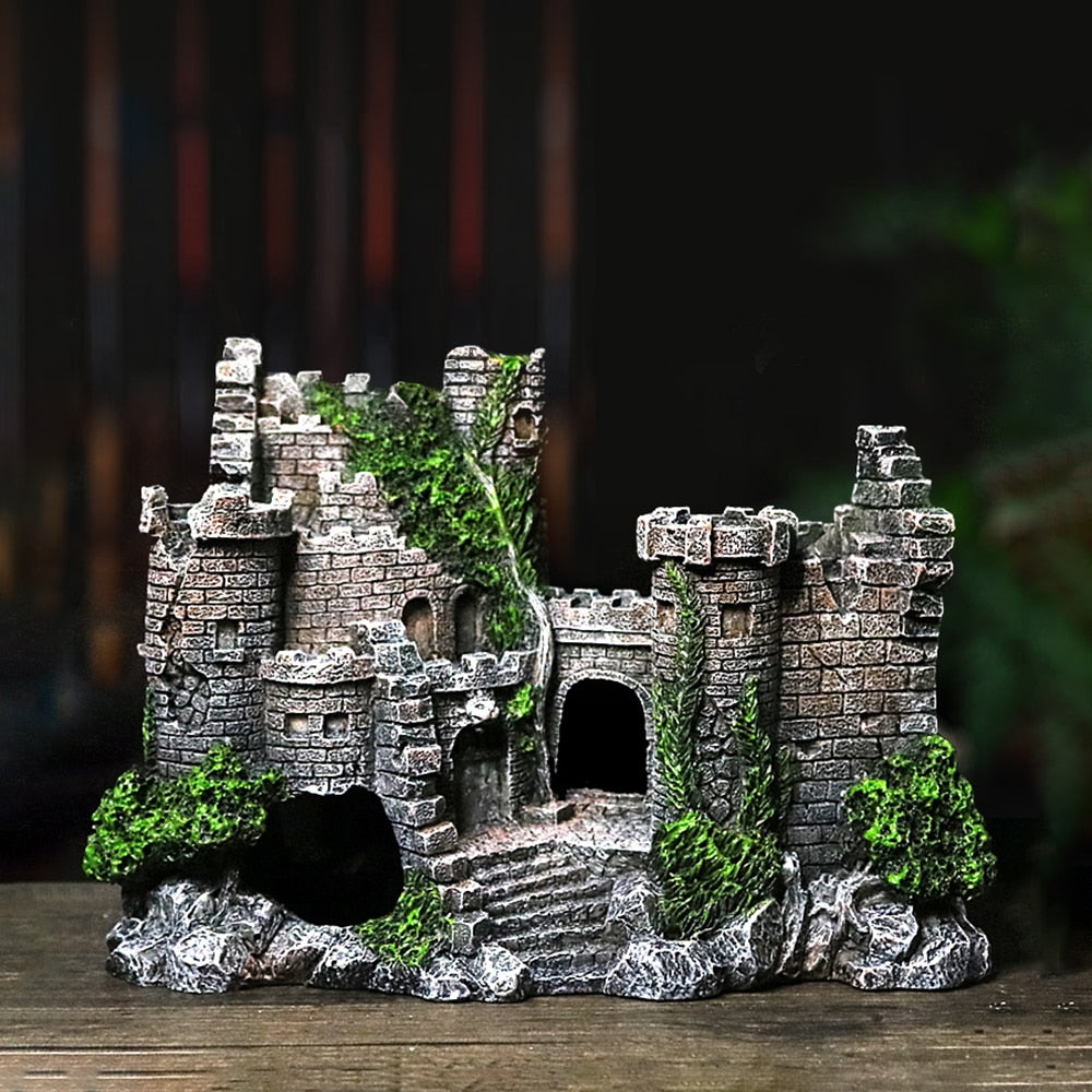 Resin Castle Aquarium Decoration - European-Style Fish Tank Ornament