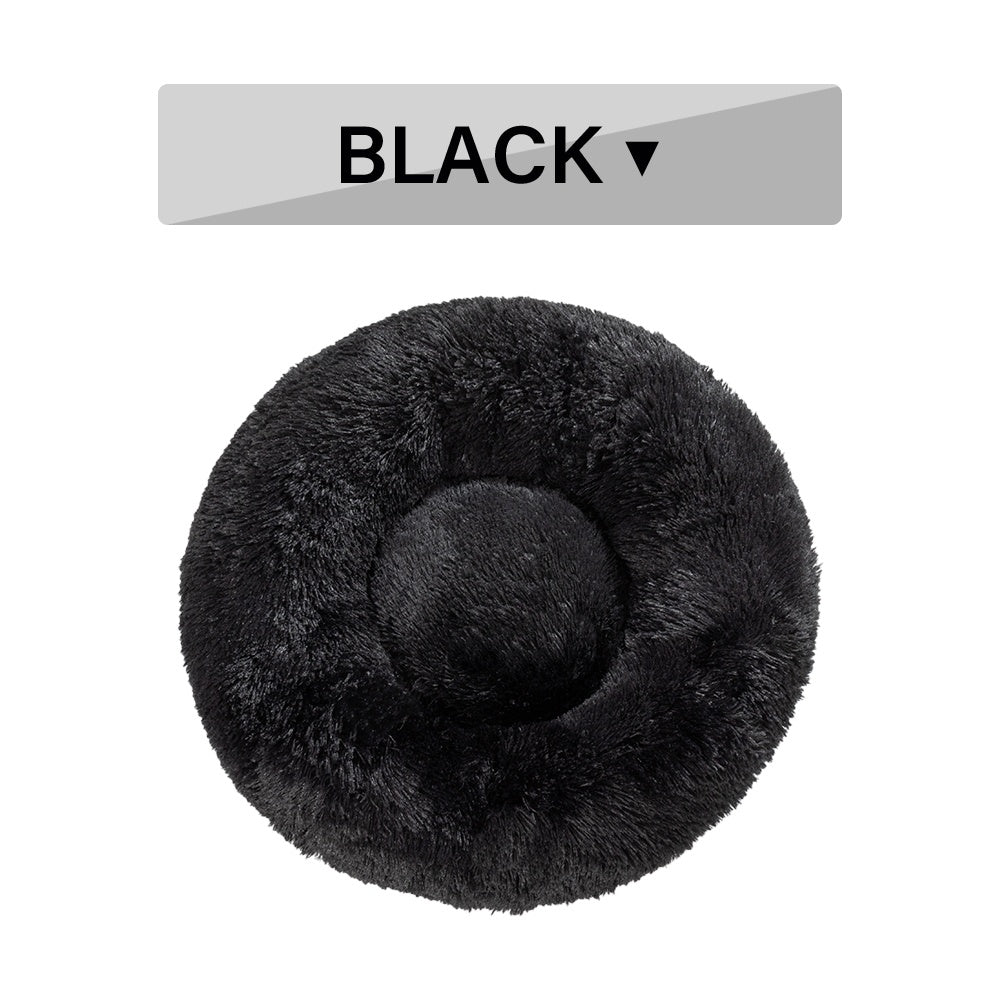 Fluffy Donut Dog Bed - Calming Plush Pet Cushion (S-XL)