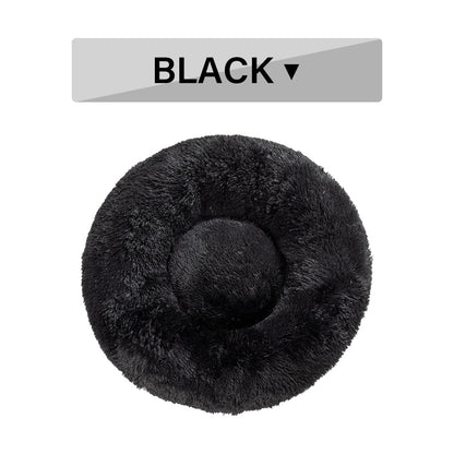 Fluffy Donut Dog Bed - Calming Plush Pet Cushion (S-XL)