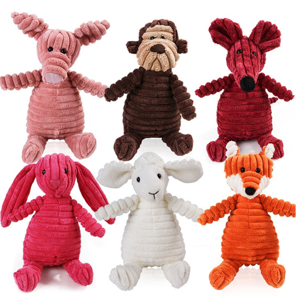 Plush Squeaky Dog Toy - Corduroy Teeth Cleaning Toy