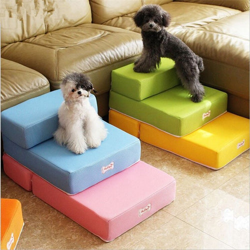 Foldable Pet Stairs - Soft Sponge Dog Steps for Bed & Couch