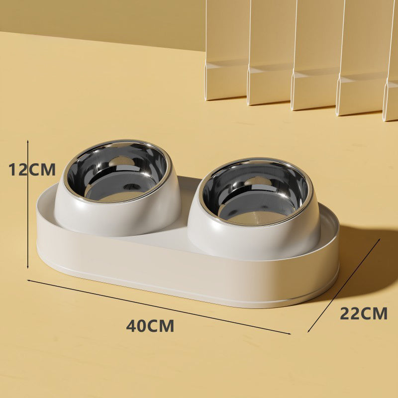 Tilted Double Pet Bowl - Elevated Neck-Protecting Feeder