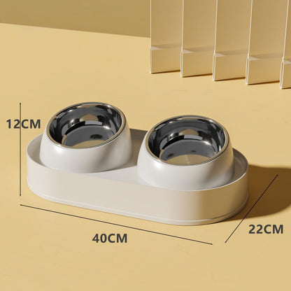 Tilted Double Pet Bowl - Elevated Neck-Protecting Feeder