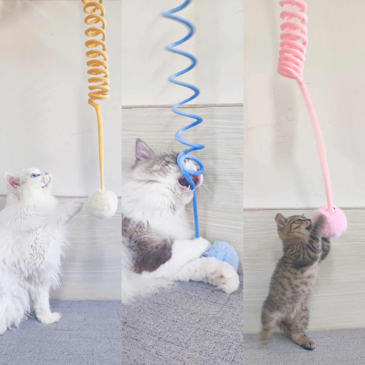 Self-Play Cat Suction Teaser - Spring Bell & Rabbit Ball Toy