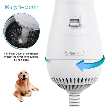 Portable 2-in-1 Dog Hair Dryer - Grooming Blower & Brush