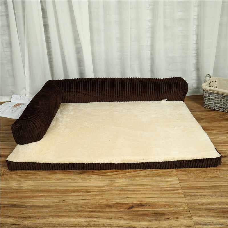 Corduroy Dog Sofa Bed - Soft Pet Bed with Non-Slip Base