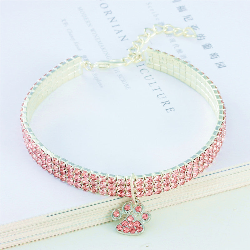 Rhinestone Pet Necklace - Elastic Cat & Dog Jewelry Collar