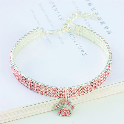 Rhinestone Pet Necklace - Elastic Cat & Dog Jewelry Collar