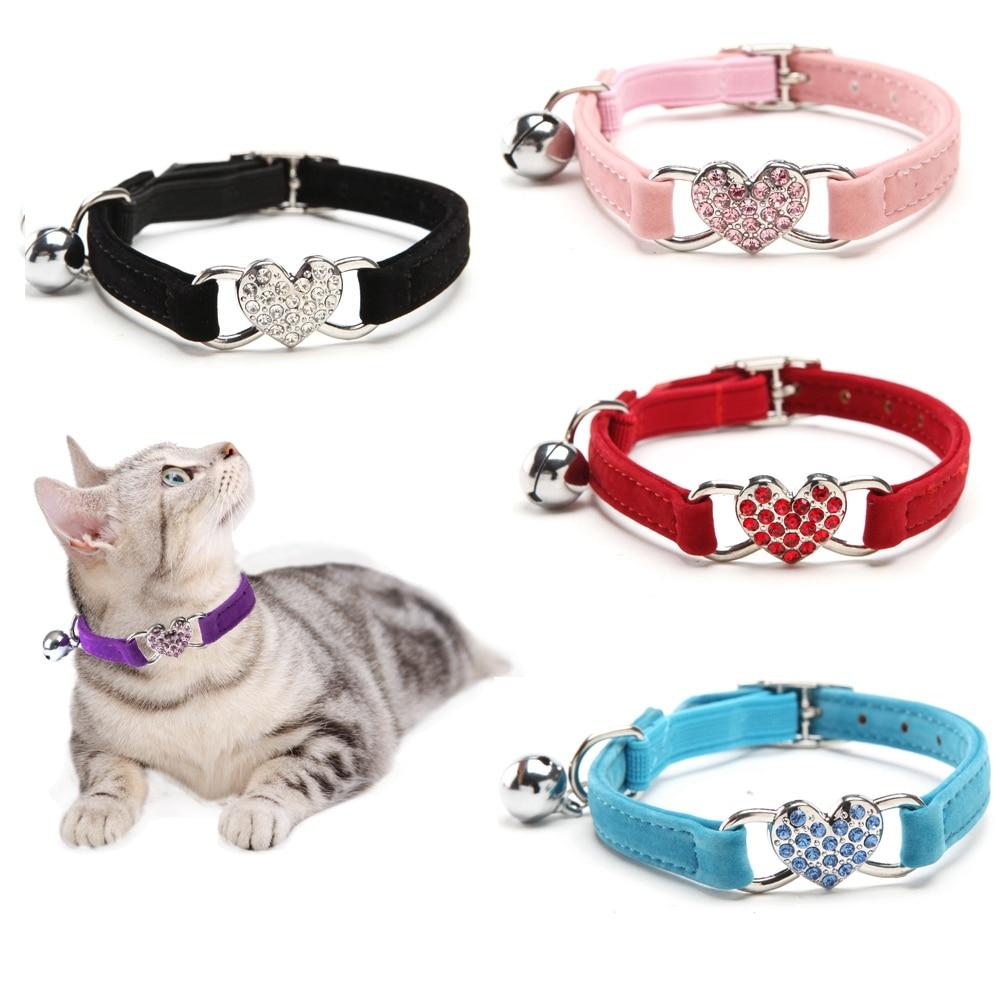 Cute Cat Collar with Heart Charm - Adjustable Kitty Collar