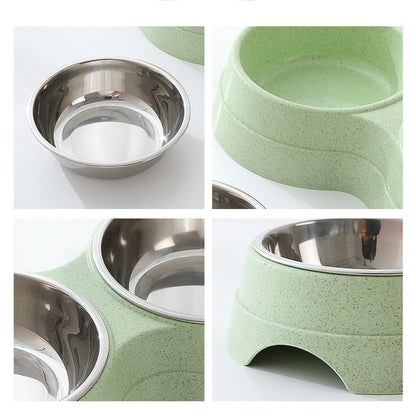 Double Stainless Steel Pet Bowl - Food & Water Feeder for Dogs & Cats