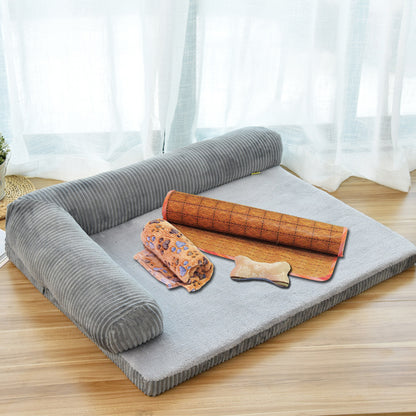 Corduroy Dog Sofa Bed - Soft Pet Bed with Non-Slip Base