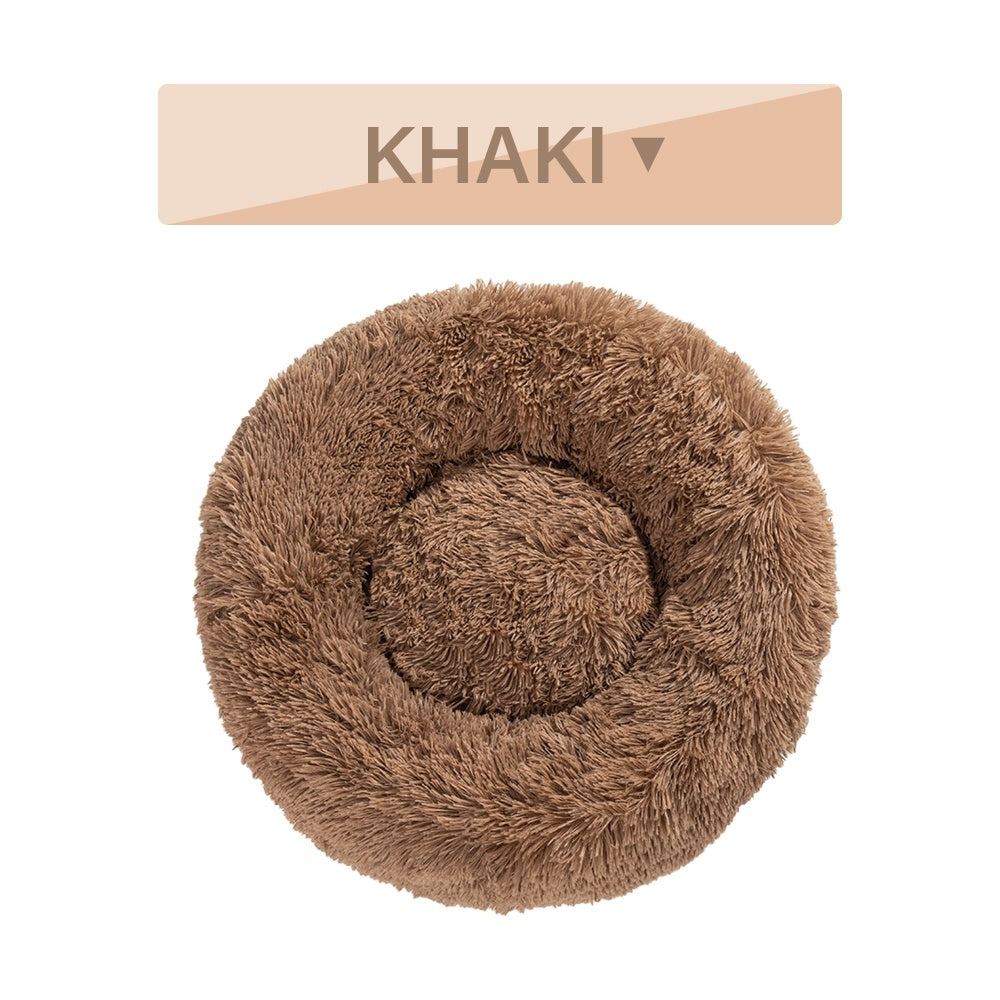 Fluffy Donut Dog Bed - Calming Plush Pet Cushion (S-XL)