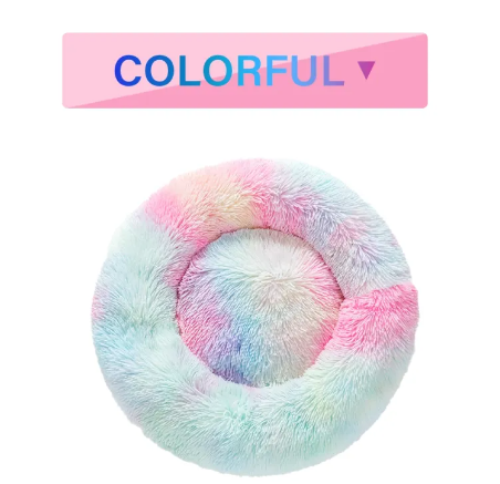 Fluffy Donut Pet Bed - Calming Round Dog & Cat Bed