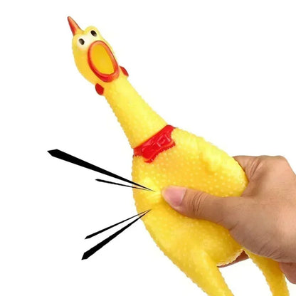 Screaming Chicken Dog Toy - Durable Squeaky Rubber Chew