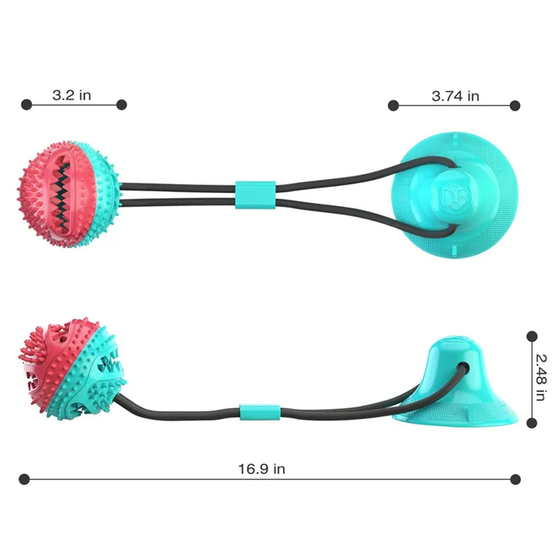 Suction Ball Interactive Dog Toy - Wall Mount Chew & Tug