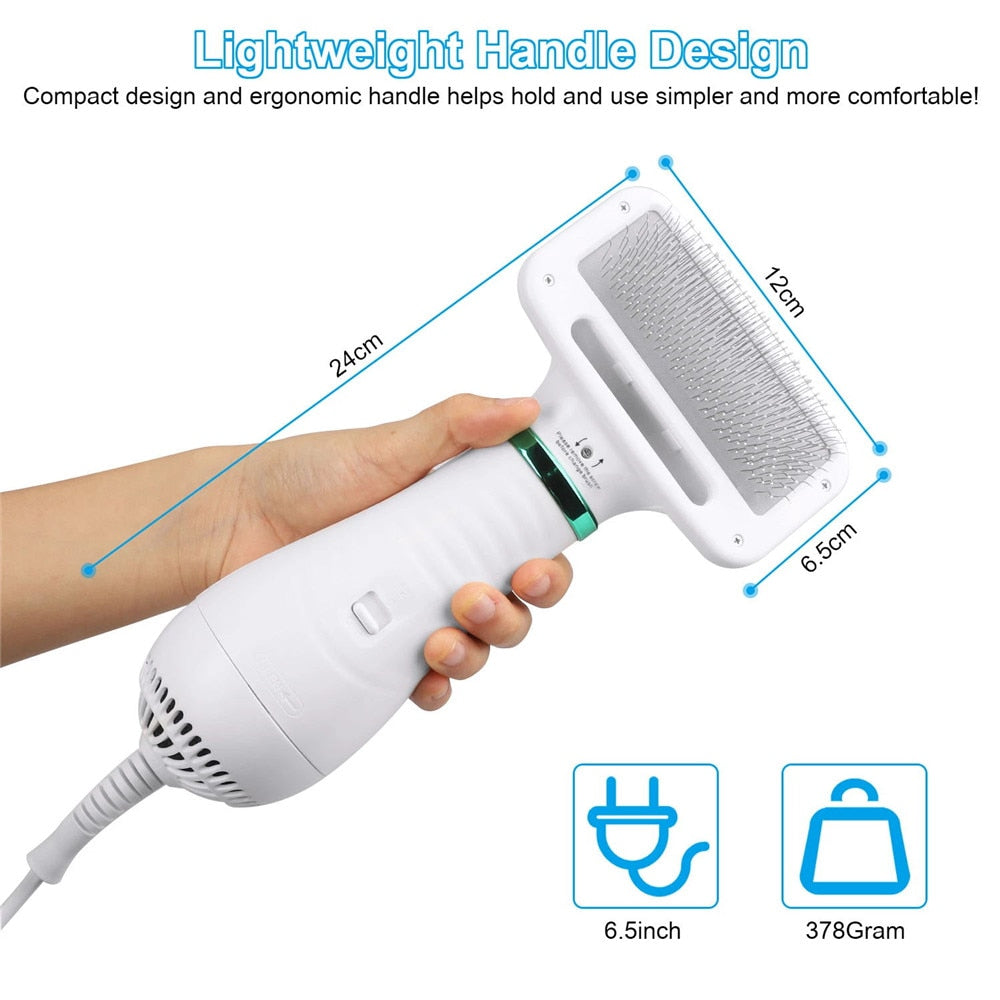 Portable 2-in-1 Dog Hair Dryer - Grooming Blower & Brush