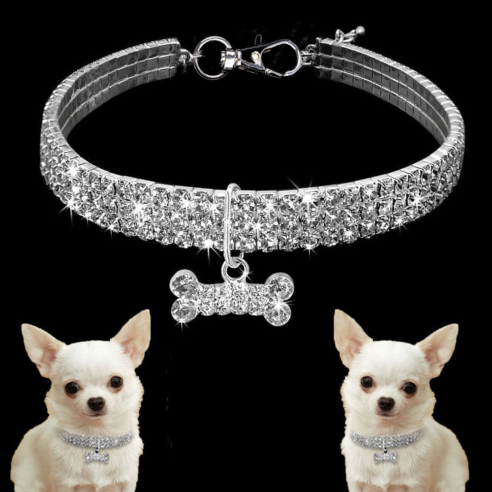 Bling Rhinestone Dog Collar - Crystal Collar for Small Dogs & Cats