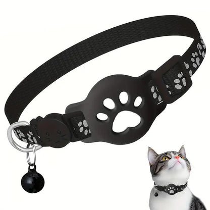 Cartoon Cat Collar with Locator Pouch - Reflective Kitty Collar