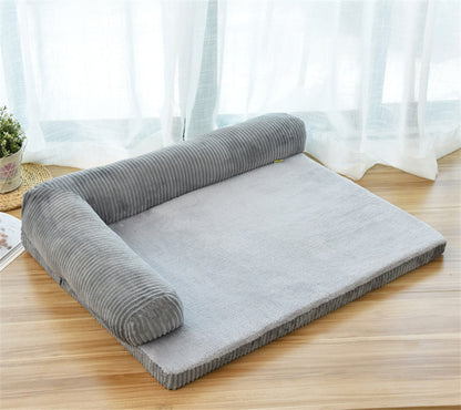 Corduroy Dog Sofa Bed - Soft Pet Bed with Non-Slip Base
