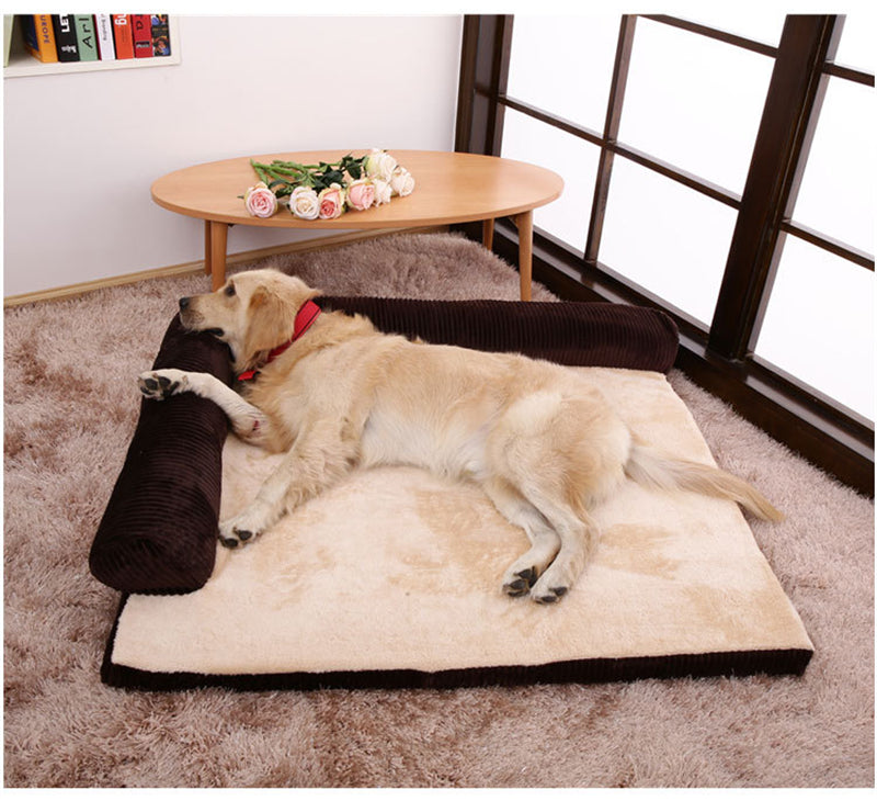 Corduroy Dog Sofa Bed - Soft Pet Bed with Non-Slip Base