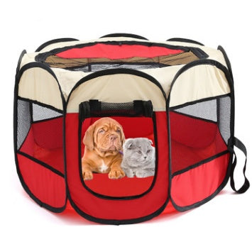Folding Octagonal Pet Playpen - Portable Oxford Cloth Dog Tent
