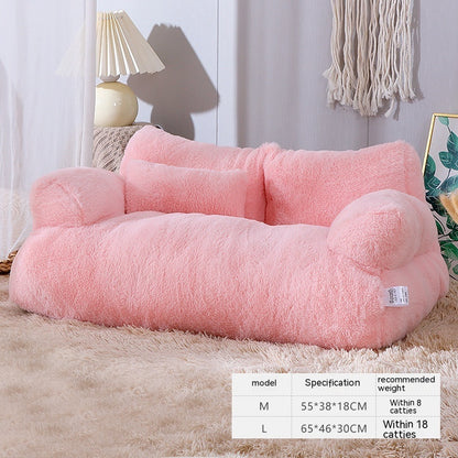 Luxury Cat Bed Sofa - Warm Plush Pet Nest with Pillow