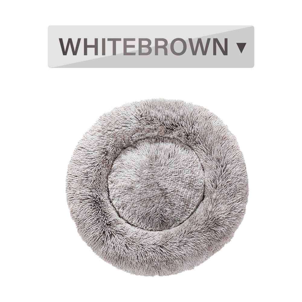 Fluffy Donut Dog Bed - Calming Plush Pet Cushion (S-XL)