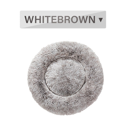 Fluffy Donut Dog Bed - Calming Plush Pet Cushion (S-XL)