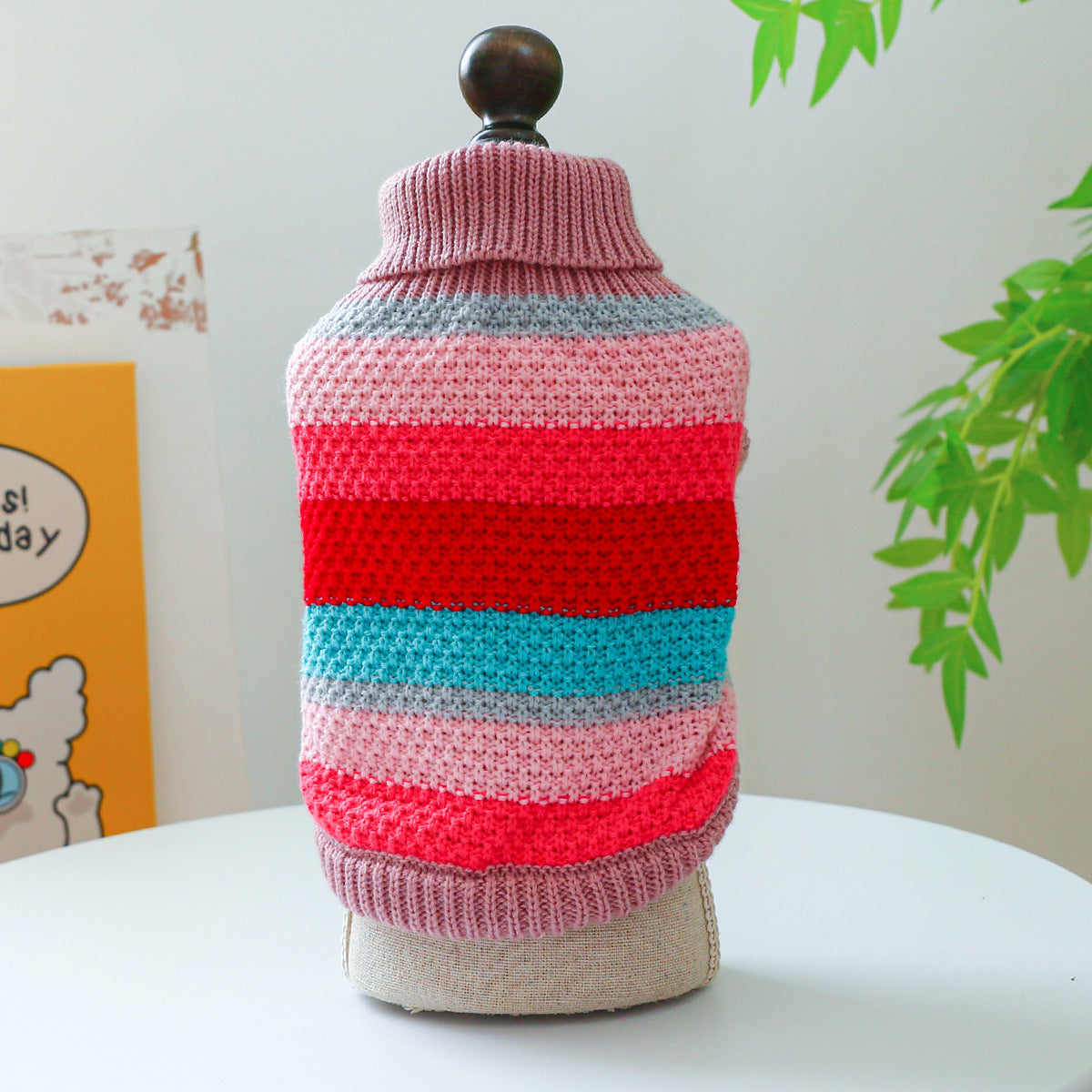 Colorful Striped Dog Sweater - Cozy Ring-Neck Pullover