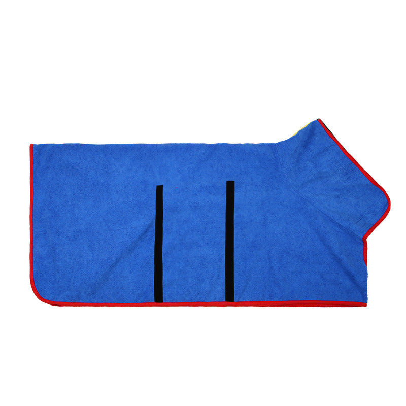Coral Fleece Dog Bath Robe - Quick-Dry Pet Towel Wrap
