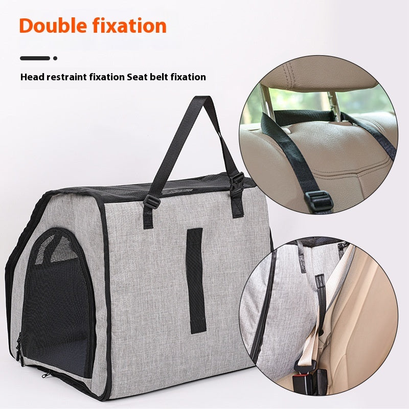 Foldable Pet Car Cage & Mat - Waterproof Travel Crate