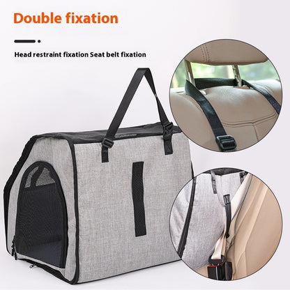 Foldable Pet Car Cage & Mat - Waterproof Travel Crate