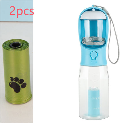 3-in-1 Portable Dog Water Bottle - Travel Feeder & Waste Dispenser