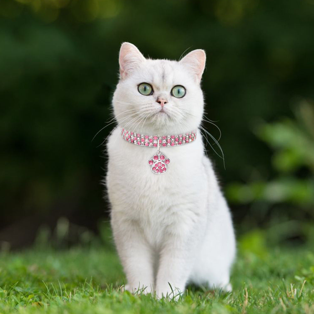 Rhinestone Pet Necklace - Elastic Cat & Dog Jewelry Collar