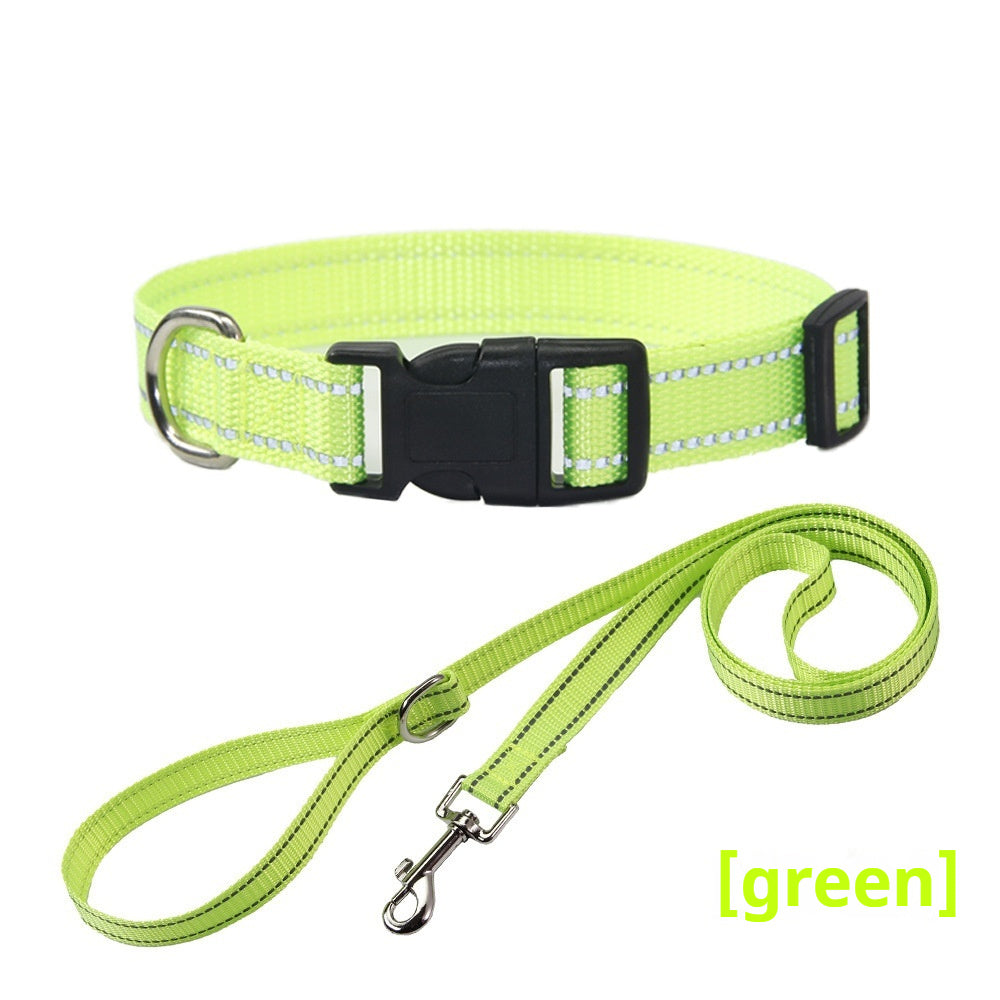 Reflective Dog Collar & Leash - Striped Outdoor Walking Set