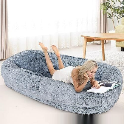 Oversized Pet Sofa - Queen-Size Plush Bed for Owner & Dog