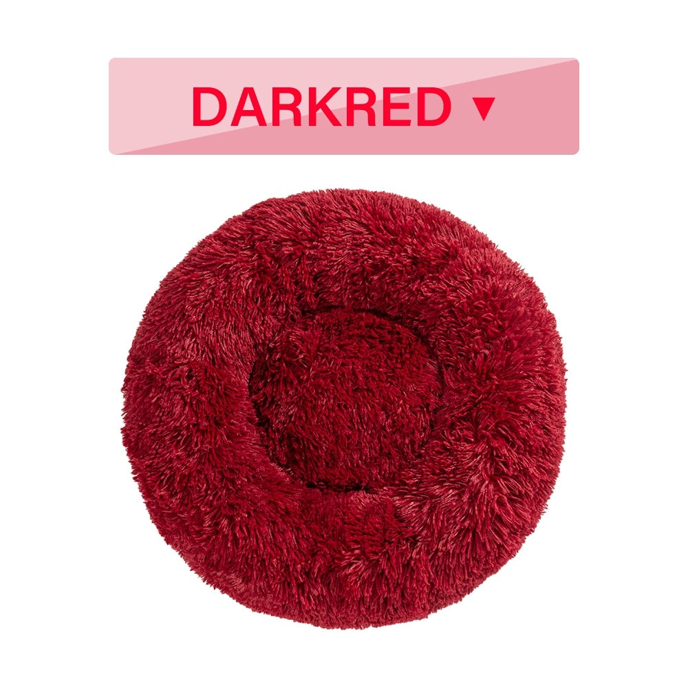 Fluffy Donut Dog Bed - Calming Plush Pet Cushion (S-XL)