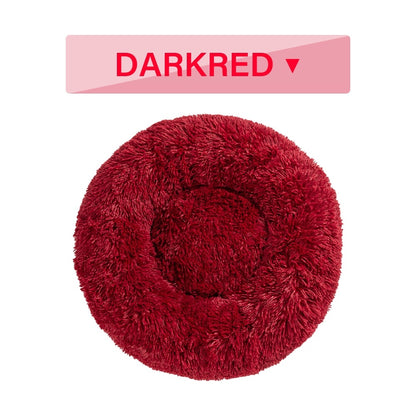 Fluffy Donut Dog Bed - Calming Plush Pet Cushion (S-XL)