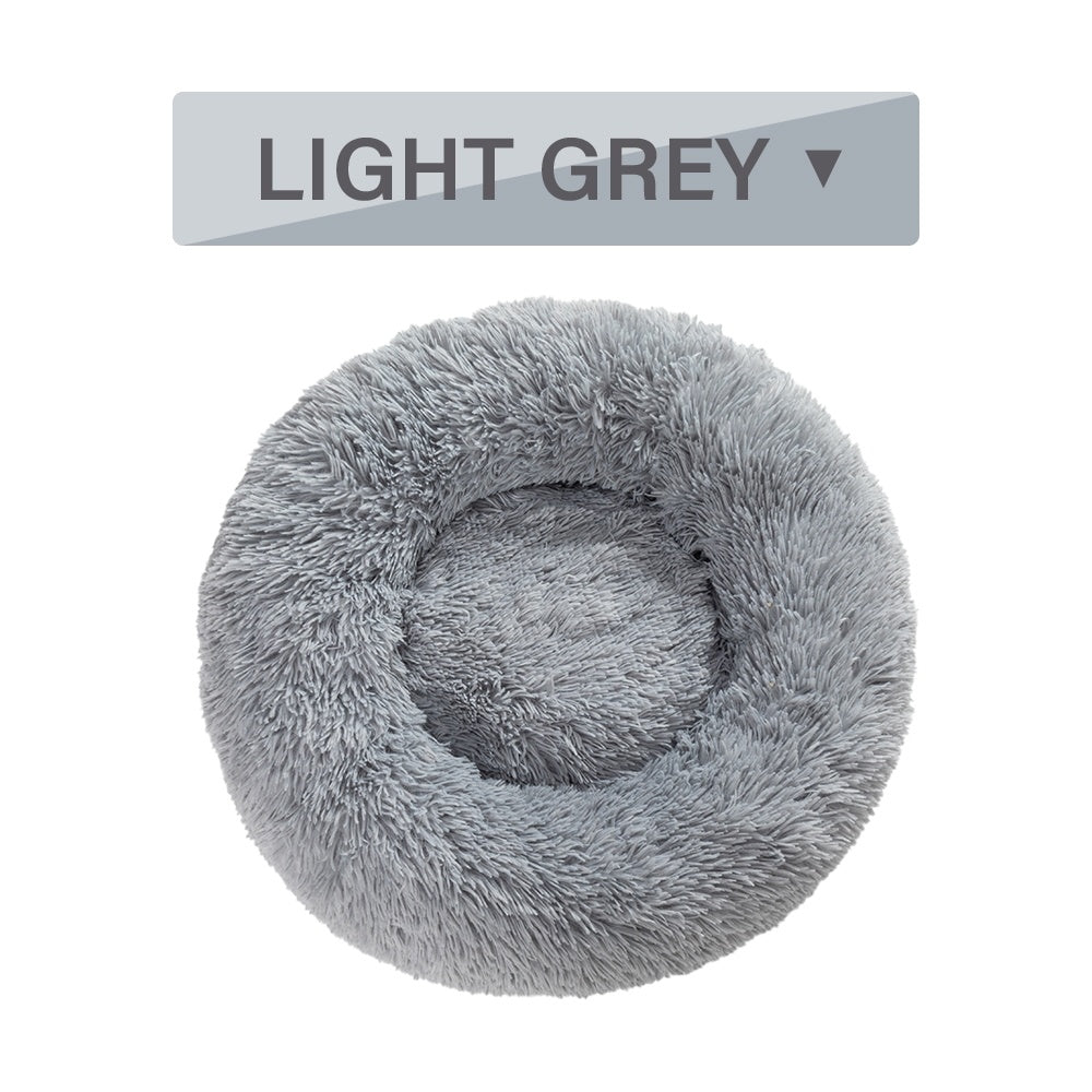 Fluffy Donut Dog Bed - Calming Plush Pet Cushion (S-XL)