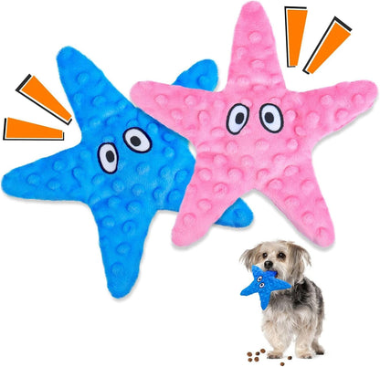 HGB Starfish Squeaky Dog Toys - No Stuffing Plush Puppy Chew