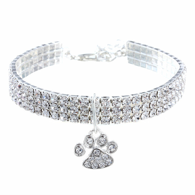 Rhinestone Pet Necklace - Elastic Cat & Dog Jewelry Collar
