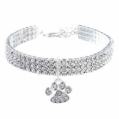 Rhinestone Pet Necklace - Elastic Cat & Dog Jewelry Collar
