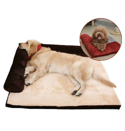 Corduroy Dog Sofa Bed - Soft Pet Bed with Non-Slip Base