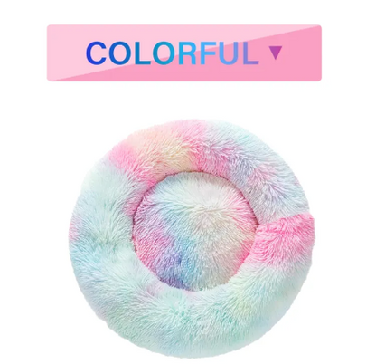Fluffy Donut Pet Bed - Calming Round Dog & Cat Bed