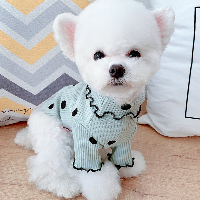 Polka Dot Dog Turtleneck - Cotton Bottoming Shirt