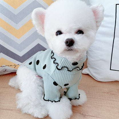 Polka Dot Dog Turtleneck - Cotton Bottoming Shirt