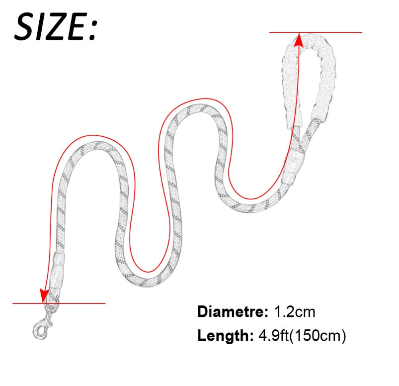 Reflective Nylon Dog Leash with Padded Foam Handle