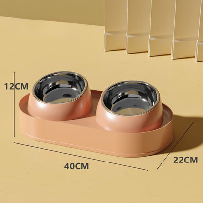 Tilted Double Pet Bowl - Elevated Neck-Protecting Feeder