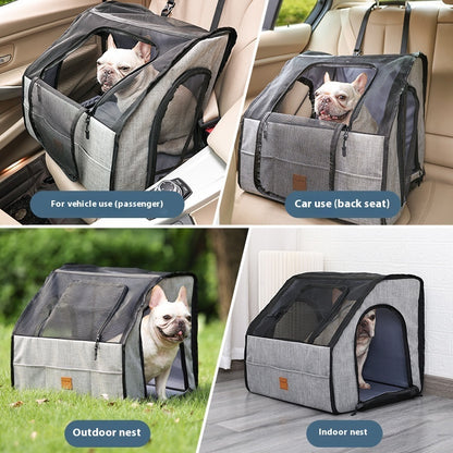 Foldable Pet Car Cage & Mat - Waterproof Travel Crate